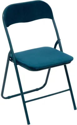 Image de Chaise pliante bleue, lot de 5, en velours, pour intérieur et extérieur