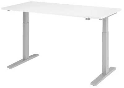 Immagine prodotto di Scrivania regolabile in altezza XMKA | 2 motori | 120-180 cm | elettrica | bianca, colore telaio:argento, dimensioni piano d'appoggio:120 x 80 cm