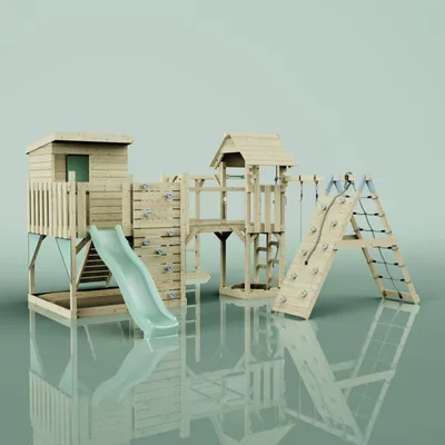 Produktbild von OutdoorToys Spielturm Tessa aus Holz in Grün Kinderschaukel