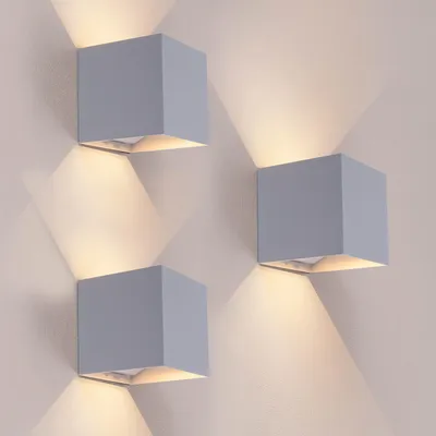 Produktbild von Ledvion 3er Set Wandlampe Innen / Aussen sensor Akku IP44 Grau Warmweiß