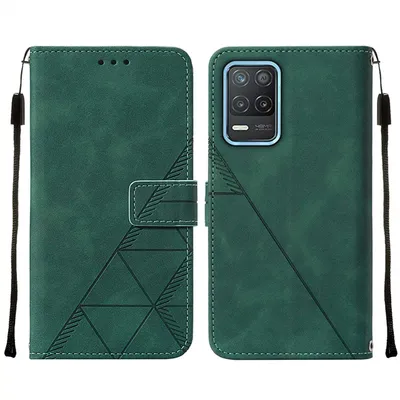 Obrázek produktu pro Flipové kožené pouzdro pro OPPO Realme 8 5G / Realme V13 5G / Narzo 30 5G peněženkový design pouzdro s embosováním, držákem karet a stojánkem zelené