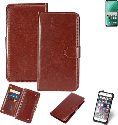 Produktbild von K-S-Trade 360° Hülle kompatibel mit Oppo A55s 5G braun Kunstleder Case BookCase WalletCase Kunstlederederhülle Handyhülle, Rundumschutz Bumper
