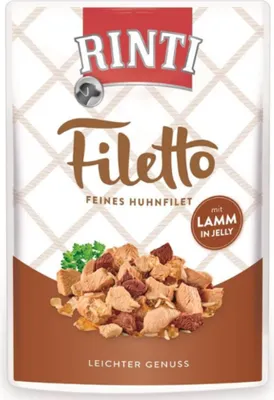 Produktbild von 100g Rinti Filetto Frischebeutel Huhn + Lamm in Jelly