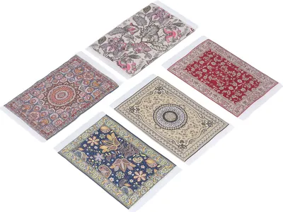 Produktbild von 5PCS 1/12 Dollhouse Rug Floral Print Exquisite Easy to Clean Soft Miniature Floor Blanket