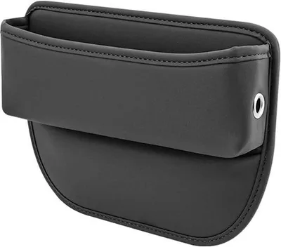 Image de Boîte en cuir pour accessoires de voiture (petits objets, support pour smartphone, tiroirs de console centrale, fixation pour siège de voiture), noir