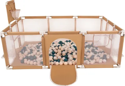 Produktbild von Selonis Laufstall Baby Großer Spielplatz Mit 200 Bälle Laufgitter Für Kinder, Beige:Dunkeltürkis/Pastellbeige/Perle