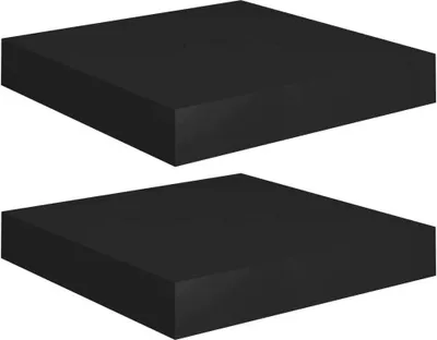 Obrázok produktu pre Plávajúce nástenné police 2 ks, čierne 23x23,5x3,8 cm, MDF