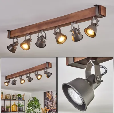 Produktbild von Villanuova Deckenlampe aus Metall/Holz in Grau/Dunkelbraun