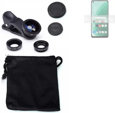 Produktbild von K-S-Trade Smartphone Kamera Linsen Set Kompatibel mit Oppo A55s 5G 3in1 Clip-On Kamera Adapter Macro Weitwinkel FishEye Fischauge Objektiv Linse