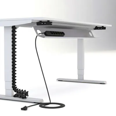 Produktbild von ASSMANN Horizontaler Kabelkanal Flex-big + Vertikale Kabelführung + 6-fach Steckdose Weißaluminium, 128x16x10cm