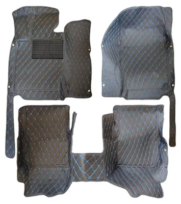 Image de Tapis de sol pour voiture, cuir PU, imperméables, noir et bleu
