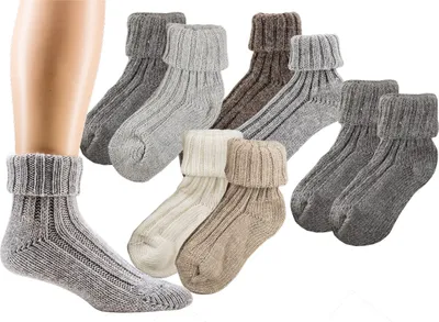 Produktbild von 2 Paar softe Umschlag Socken mit Schaf und Alpaka Wolle für Damen Herren Gr. 35-38 hellgrau/dunkelgrau