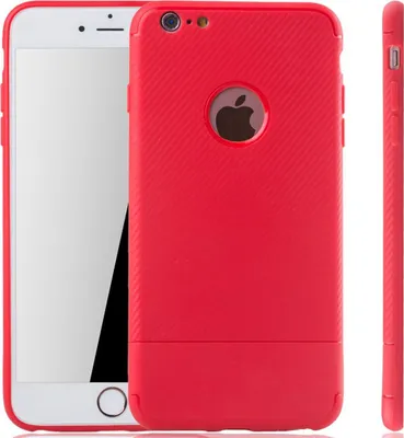 Produktbild von Apple iPhone 6 / 6s Plus Handyhülle Schutzcase Carbon Optik Bumper Rot