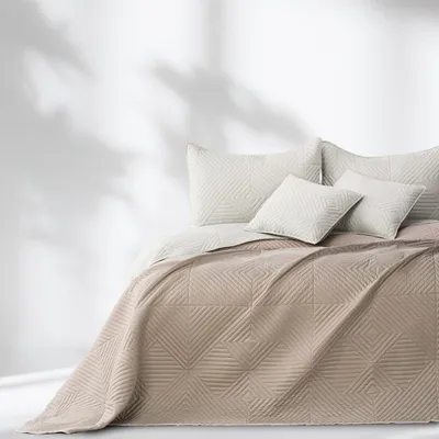 Produktbild von AmeliaHome Softa Tagesdecke beige/cappuccino 200x220