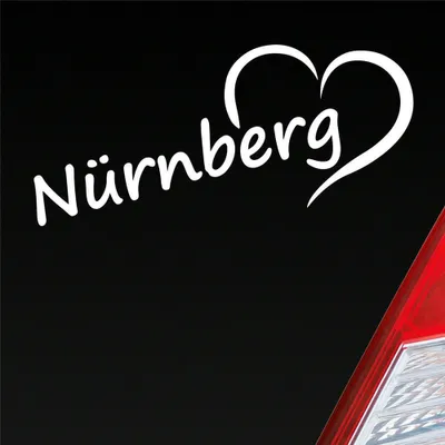 Produktbild von Auto Aufkleber Nürnberg Herz Stadt City Liebe Love Heimat 19x8 cm Weiss Glanz Sticker Heckscheibenaufkleber