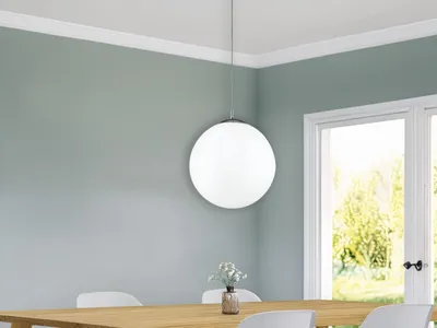 Produktbild von LED Pendelleuchte Glaskugel opalweiß Ø 35cm Küchenlampe hängend über Esstsich