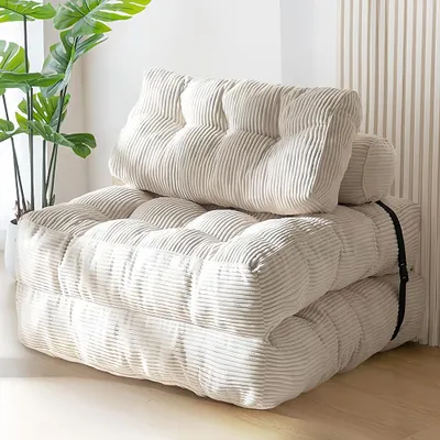 Produktbild von Klappbares Sofa, Wohnzimmer-Sofa, Einzelsessel, Schlafzimmer-Sofa, Multifunktionales Sofa, Minimalistisches Sofa,Weiß  85×85×40 cm  [LSF4423]