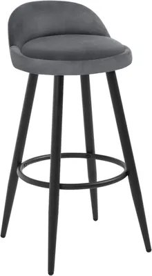 Produktbild von WOLTU Barhocker 1er Set Barstuhl Hocker Tresenhocker Bistrohocker Designer Hocker mit Lehne und Fußstütze aus Samt Metall,  Dunkelgrau