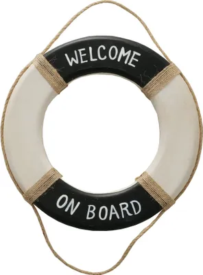 Produktbild von Wandbild Rettungsring Maritim schwarz 20 cm Holz Wanddeko weiß Jute Deko Küste
