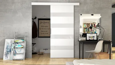 Obrázek produktu pro Posuvné dveře SKULEN 5 - 90 cm, bílé / bílé sklo