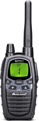 Zdjęcie produktu dla Midland G7 Pro Walkie Talkie, Profesjonalne radio mobilne (PMR), 69 kan., 446.00625 - 446.09375 MHz, 10 m, LCD, AA