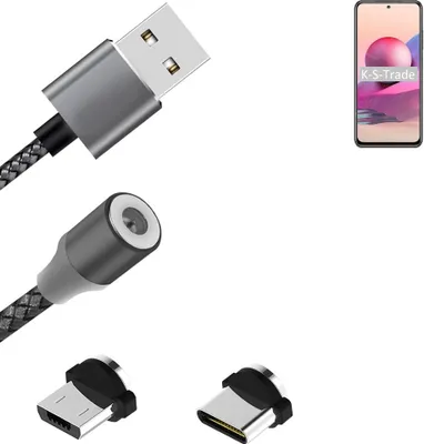Produktbild von K-S-Trade Hochwertiges Magnet-Lade-kabel Sync-Kabel Daten-Kabel für Xiaomi Redmi Note 10S mit USB-Typ-C-Anschluss und Micro-USB-Anschluss 2A bis zu