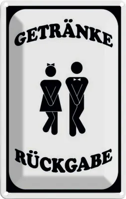 Zdjęcie produktu dla vianmo Blaszany znak 30x20 cm Getränke Rückgabe WC lustig