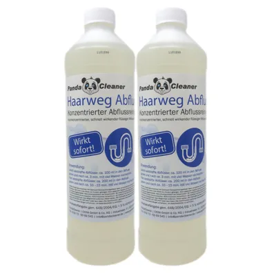 Produktbild von PandaCleaner Haar-Weg Abflussreiniger - Entfernt Hartnäckigste Verstopfungen - Hochkonzentrierter Rohrreiniger - Abflussfrei - 2000ml