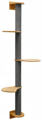 Imagen del producto de Árbol rascador de pared de 175 cm con 3 plataformas para gatos. Rascador de sisal para montaje en pared