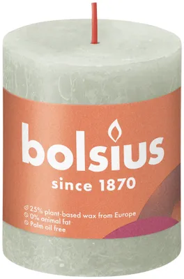 Produktbild von Bolsius rustikale Stumpenkerze, hellgrün, 80 × 68 mm