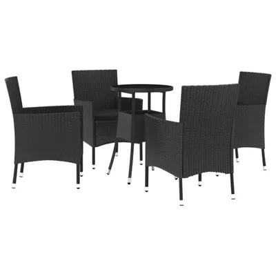 Obrázek produktu pro vidaXL 5dílný zahradní set s polštáři Black Poly Rattan