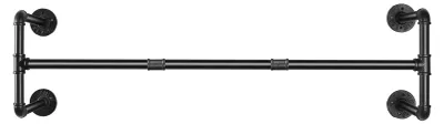Image de Barre de penderie murale - Barre de vêtements en tubes industriels - Métal - Longueur : 109 cm - Une rangée - Noir