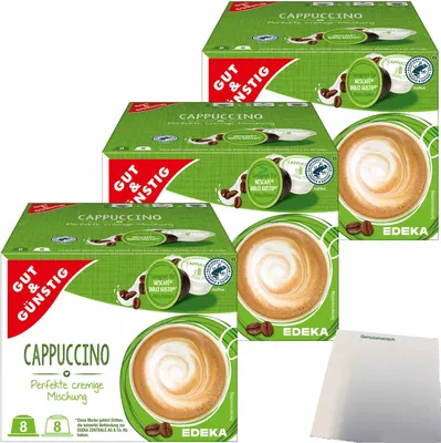 Produktbild von G&G Cappuccino Kaffeekapseln geeignet für Nescafe Dolce Gusto 3er Pack (3x8 Portionen) + usy Block