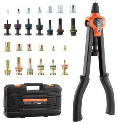 Obrázek produktu pro Sada kleští na nýtovací matice VEVOR 42 cm, dvouruční kleště na nýty s 13 trny a 130 maticemi v metrických a SAE velikostech M3, M4, M5, M6, M8, M10, M12, 1/2-13, 8-32, 10-24, 1/4-20, 5/16-18, 3/8-16 UNC