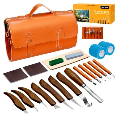 Produktbild von Holzschnitzerei Set | 22-teiliges Schnitzmesser Set für Anfänger