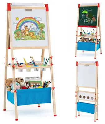 Produktbild von Verstellbare Kinderstaffelei mit Magnettafel und Kreidetafel