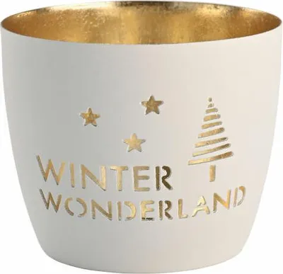 Immagine prodotto di Compagnia del Regalo Lanterna Madras Winter Wonderland M, portacandele, ferro, bianco/oro, h 8,5 cm, 1145404001