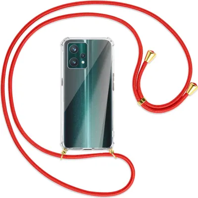Produktbild von Handykette Backcover-Schutzhülle mit Band (Metall goldfarben) für Realme 9 Pro Plus 5G - rot
