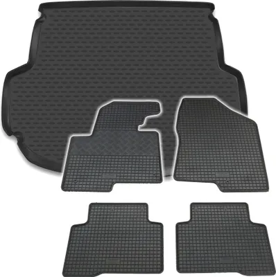 Produktbild von Gummi Kofferraumwanne + Fußmatten Set für Hyundai Santa Fe 3 DM, Bj. 2012-