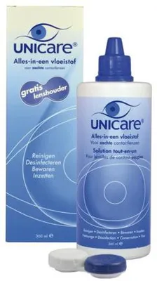 Produktbild von Unicare Kontaktlinsenlösung 360ml weich - All-in-One Kontaktlinsenlösung für weiche Linsen - 360 ml