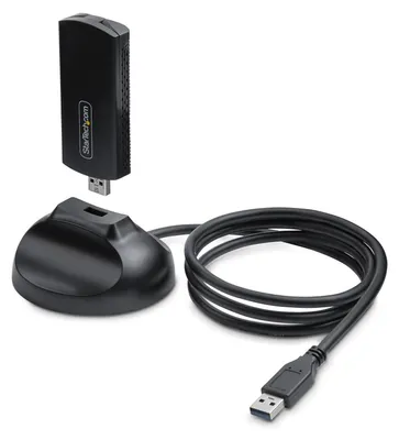Produktbild von StarTech.com WiFi 6E USB 3.0 Adapter/Dongle, 5400Mbps Wi-Fi 6E für Windows 11/10 Desktop/Laptop, Tri-Band 2.4/5/6GHz WiFi USB Adapter mit klappbare Antenne, 802.11 b/g/n/ac/ax, Kabellos, USB, WLAN, 2402 Mbit/s, Schwarz