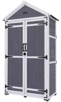 Immagine prodotto di Capanno da giardino in legno - Mobiletto porta attrezzi - Legno di abete - Impermeabile - Tetto a falda con base - 99,3 x 56,5 x 178 cm - Grigio