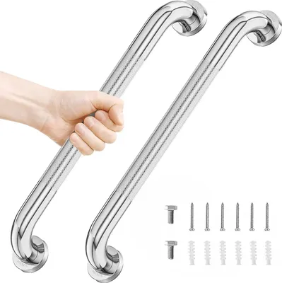 Produktbild von 2X Badewanne Haltegriff, Dusche Sicherheit Griff aus Edelstahl, Rutschfest Handlauf, Haltegriffe für Senioren, Kinder, Silber - 41cm