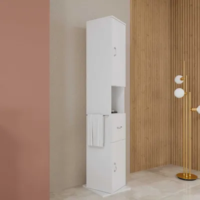 Produktbild von Drehbarer Hochschrank mit 2 Türen, 1 Schublade und 1 offenes Fach | Easy