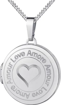Produktbild von MedaillonAnhänger rund Gravur 925 Silber 2 Fotos Amulett für Damen + Kette 55 cm
