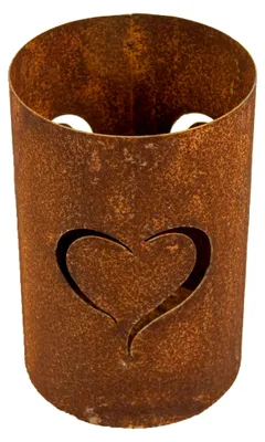 Produktbild von Windlicht Herzen aus Edelrost - 24 cm hoch - Rostdeko Laterne