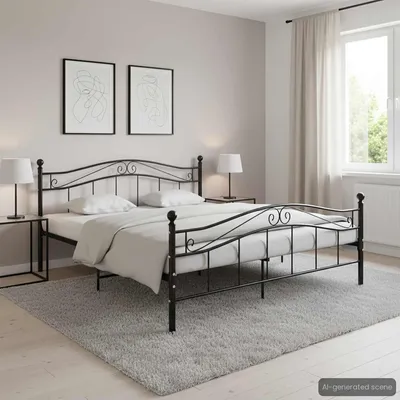 Immagine prodotto di Maison Exclusive - Letto in metallo nero 140x200 cm