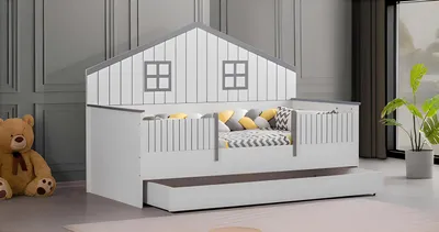Productafbeelding van Modern verstelbaar kinderbed, luxe slaapkamerbed, houten meubels