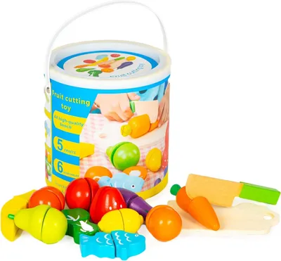 Imagen del producto de Verduras y frutas de madera para cortar, 13 piezas