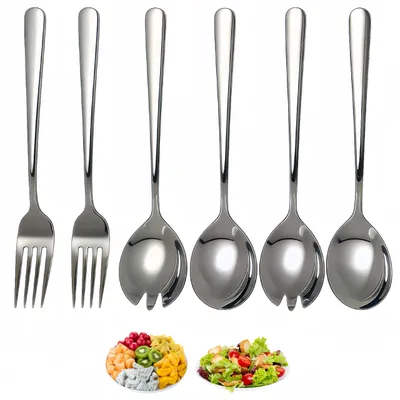 6-teiliges Salatbesteck-Set, Edelstahl, hochglanzpoliert, 20 cm